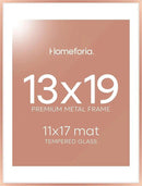 Homeforia 13x19 Picture Frame Rose Gold, High End Metal 13x19 Poster Frames with Mat 11x17 inch Photo, 13 x 19 Rose Gold Frame Matted to 11 by 17 Print, 19x13 Frame, Tempered Glass, Wall Kit, Set of 1 by CozyNest Decor