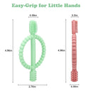Baby Teething Toys with Easy-Hold Handle, Silicone Infant Toothbrush, Textured On Both Sides Helps Massage, Soothe Sore Gums, Teething Toys for Babies 0-6 Months, 6-12 Months Bright Green & Caramel by TinyTreasures Baby Boutique