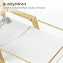 Bar Cart, Gold Bar Cart for The Home, Small Bar Cart on Wheels, Beverage Cart, Home Bar Serving Cart with Glass Holder, Drink Cart for Bar, Kitchen, Dining, Marble White and Gold BC03DW by CozyNest Decor