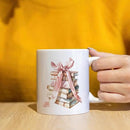 JINYO Coquette Pink Bow Books Mug, Book Coffee Cup, Reading Mugs for Book Lovers, Gifts for Readers Books Lovers Women, Bookish Bookworm Gifts for Women, Ceramic Coffee Tea Mug 11 oz by CozyNest Decor