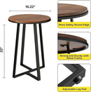 Round End Tables, Small Side Table Walnut Color MDF Top, Metal Frame Black, Tall End Table for Bed Room, Coffee Tea End Table for Living Room(Walnut+Black) by CozyNest Decor