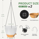 ZMTECH 12 Inch Hanging Planters for Indoor Outdoor Plants, 2 Pack Self Watering Hanging Plant Pots with Drainage Hole, Visual Reservoir, Plastic Flower Hanging Pots with Watering Lip (White) by CozyNest Decor