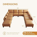 U Shape Sectionals Sofa Couch with Storage, Faux Leather 10 Seater Sofa, Big Comfy Couch, Large Sectionals for Big Space, House, Office, Tan by CozyNest Decor