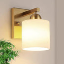 Gold Milk Glass Wall Sconces, 1 Pack Hardwired Indoor Wall Light Fixtures for Living Room, Hallway, Bedroom, Ceramic E26 Sockets (Bulbs Not Included) by CozyNest Decor