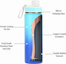 DRINCO Stainless Steel Water Bottle Spout Lid Vacuum Insulated Double Wall Water Bottle Wide Mouth (40oz 32oz 22oz 18oz 14oz) Leak Proof Keeps Cold or Hot (22 oz, 22oz Morning Sky Blue) by CozyNest Decor