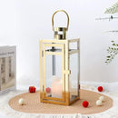 TRIROCKS Stainless Steel Decorative Lantern 12'' High Metal Candle Holder Outdoor Candle Lantern with Tempered Panels for Christmas Home Decor Living Room Parties Events Tabletop Indoor Outdoor (Gold) by CozyNest Decor