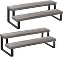 YINMIT Wooden Display Riser Stand, Tiered Perfume and Cologne Organizer Stand, 2 Tier Spice Rack Organizer, Rustic Display Shelf for Candles (2 Tier,2Pack,Grey) by CozyNest Decor