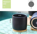 4 Inch Ceramic Plant Pots with Drainage Holes and Trays, Adorable Small Cylinder Flower Planter Pot for Indoor Plants, Succulent, Snake Plants, Cactus & Herbs, Black, Set of 4 by GreenHaven Gardens