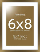 Homeforia 6x8 Picture Frame Bronze, High End Metal 6 x 8 Brass Frames with Mat 5 x 7 for Art, 6x8 Desk Frame Matted to 5x7 inch Photo, 6 by 8 Wall or Tabletop Frame, Tempered Glass, Wall Kit, Set of 1 by CozyNest Decor