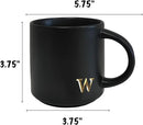 COLLECTIVE HOME - Black Monogram Ceramic Mugs, 15 oz Golden Initial Coffee Cups, Elegant Alphabet Tea Mugs, Personalized Halloween Mug with Gift Box, Perfect for Office and Home Décor (w) by CozyNest Decor
