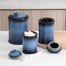 Nihow Food Storage Jar Sets: Ceramic Container with Air Tight Lid for Flour/Sugar/Rice/Coffee/Cookies/Candy - Seal Damp-proof Canister for The Kitchen - Set of 3 （Blue & Black） by CozyNest Decor