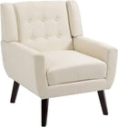 UIXE Accent Chair, Modern Upholstered Armchair in Fabric for Living Room, Comfy Club Arm Chairs Single Sofa Button Tufted Bedroom Reading Seat - White, Set of 1 by CozyNest Decor