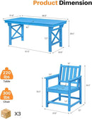 7 Pieces HDPE Outdoor Dining Set, Patio Dining Set with Umbrella Hole, All Weather Outdoor Dining Table Sets for 6, HDPE Patio Furniture Sets for Deck, Backyard, Lawn, and Poolside, Sky Blue by CozyNest Decor