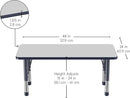 FDP Rectangle Activity School and Kids Classroom Table (24 x 48 inch), Toddler Legs, Adjustable Height 15-24 inches - Gray Top and Navy Edge by CozyNest Decor