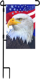 TOPFLAGS Garden Flag Stand with American Garden Flags Patriotic Stars and Eagle Yard Flag 12x18 Inch Holder Pole Stake Double Side for Outside with Clips and Stopper by CozyNest Decor