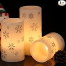 KunSween Christmas Flameless Candles with Timer, 3 Pack LED Pillar Candles with Silver Snowflake Decals and Real Wax, Christmas Winter Decorations for Home Indoor Table Centerpieces by GreenHaven Gardens