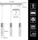 OKELI Smart 3-Light LED Pendant Lighting for Kitchen Island, 18W 1350LM Adjustable 3000K-6000K, Dimmable via TUYA App & Voice Control (Alexa/Google Home), Modern Crystal Bubble Pendant,Chrome Square by CozyNest Decor
