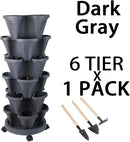 Vertical Planter 6 Tier Stackable Planters Garden Planters Strawberry Herb Flower and Vegetable Planter Indoor Outdoor Gardening Pots with Removable Wheels and Tools by GreenHaven Gardens