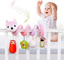 Jollybaby Baby Car Seat Stroller Toys, Plush Activity Hanging Spiral Activity Pram Crib with Music Box, Rattles, Squeaker for Babies Infant Boys Girls(Pink Fox) by TinyTreasures Baby Boutique