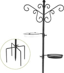 MIXXIDEA Bird Feeding Station Bird Feeder Pole with 5-Prong Base Hanging Hooks Water Bath Mesh Tray Wind-Resistant Water Bowl with Metal Snap Fastening for Outdoors to Attract Wild Birds by GreenHaven Gardens