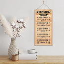 Hanging Kitchen Rules Wooden Sign, Rustic Kitchen Decor, Printed Wall Art, Funny Farmhouse Wall Decor by CozyNest Decor