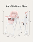 Foldable High Chair with Soft Cushion, High Chairs for Babies and Toddlers, Height Adjustable Feeding Chair, Adjustable Backrest and Footrest, Lockable Wheels, Star Pink by TinyTreasures Baby Boutique