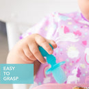Bumkins Baby Utensils Set, Chewtensils Silicone Spoons for Dipping, Self-Feeding, Baby Led Weaning, Trainer Learning, First Stage Eating, Soft Practice Fork and Spoon, Babies 6 Months, Blue Jelly by TinyTreasures Baby Boutique