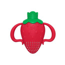 RaZbaby Fruitique Fruit Feeder One-Piece Baby – Larger Opening for Refilling & Fits More Fresh/Frozen Fruit for Teething Relief, Easy to Hold, Safer Design, BPA-Free, Dishwasher Safe - Strawberry by TinyTreasures Baby Boutique