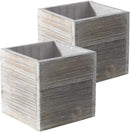 Wooden Planter Box, Rustic Barn Whitewash with Plastic Liner l Garden Decor l Restaurant and Wedding Decorations l Wedding Bouquets, Table Centerpiece (6x6 Set of 2, Whitewash) by GreenHaven Gardens