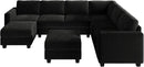 HONBAY Corduroy Sectional Couch with Storage U Shaped Sectional Sofa Modular Sectional Couches for Living Room, Black by CozyNest Decor