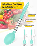 Pack of 2 Large Silicone Cooking Spoons,Non Stick Solid Basting Spoon,Heat-Resistant Kitchen Utensils for Mixing,Serving,Draining,Stirring (GREEN) by CozyNest Decor