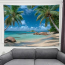 keowhsf Beach Summer Ocean Tapestry – Tropical Palm Trees Wall Hanging Decor with Blue Sky and Seaside Scenery, Nature Landscape Tapestry for Bedroom Living Room Dorm by CozyNest Decor