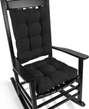 BUYUE Chair Cushion Set for Rocking Chair, Back Pillow & Seat Cushion with Ties, Original Woven Fabric Non-Slip Chair Pads for Elderly Sitting, Black by CozyNest Decor