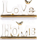 White and Gold Decor Statue - Home and Love Sign Decoration - Gold Bird with Home Sculpture - Figurine Decorative Ornaments for Living Room, Bedroom, Desktop, Cabinets by CozyNest Decor
