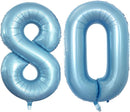 GOER Number 80 Balloons for 80th Birthday Party Decorations,42 Inch Jumbo Foil Helium Balloons for 80th Anniversary (Light Blue) by TinyTreasures Baby Boutique