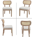 Rattan Dining Chairs Set of 6 Farmhouse Wood Kitchen Chairs with Cane Back Upholstered Curved Backrest Dinner Chair Rustic Armless Side Chair for Dining/Living Room/Restaurant, Beige by CozyNest Decor