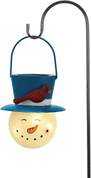 TERESA'S COLLECTIONS Outdoor Christmas Decorations for House, 36'' Snowman Glass Solar Lantern Stake with Blue Cardinal Hat, Xmas Grinch Solar Christmas Lights for Garden Party Decor by GreenHaven Gardens