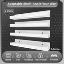 4 Pack 15 Inch Whtie Acrylic Shelves, Kids Floating Bookshelf for Kids Room, Modern Nail Polish Rack Sunglasses Essential Oil Picture Ledge Display Toy Storage Wall Shelf by TinyTreasures Baby Boutique