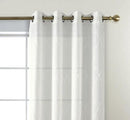 MIUCO Moroccan Embroidered Semi Sheer Curtains Faux Linen Grommet Curtain Panels for Living Room 52 x 95 Inch 1 Pair, Off White by CozyNest Decor