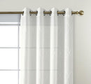 MIUCO Moroccan Embroidery Semi Sheer Curtains Faux Linen Grommet Curtains for Bedroom 52 x 63 Inch 2 Panels, Off White by CozyNest Decor