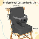 Toddler Booster Seat for Kitchen Chair, 2-in-1 Dining Table Booster Seat with Backrest & Adjustable Straps – Easy-Clean, PU Portable Toddler Eating Travel Increasing Cushion - Dark Grey by TinyTreasures Baby Boutique