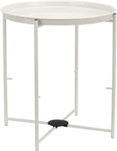 Amazon Basics Round Storage End Table, Side Table with Cloth Basket, White/Heather Gray, 17.7"L x 17.7"W x 18.9"H by CozyNest Decor