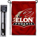 College Flags & Banners Co. Elon Phoenix Garden Flag with Stand Holder by GreenHaven Gardens