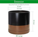 D'vine Dev 14 Inch Ceramic Planter Pot with Drainage Hole and Saucer, Indoor Cylinder Round Planter Pot, Black/Speckled Tan, 94-O-G-7 by GreenHaven Gardens