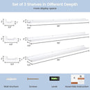 Picture Ledge Shelf for Wall, 56 inches Solid Pine Wood Nursery Book Shelves 3 Packs, Floating Ledge Shelves for Kids' Room Bedroom Bathroom Long Floating Shelves for Wall Nursey Wall Decor, White by TinyTreasures Baby Boutique