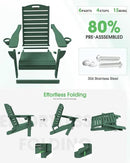 Adirondack Chairs Set of 2, Outdoor Fire Pit Chairs, HDPE All-Weather Adirondack Chairs with Cup Holder, Lawn Chair for Deck, Patio, Garden (Green) by GreenHaven Gardens