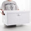 PRANDOM Collapsible Storage Box with Lid [1-Pack] Leather Fabric Foldable Storage Bin Organizer Container Basket Cube with Cover for Home Bedroom Closet Office Nursery White (22.8X15.7X11.8) by CozyNest Decor