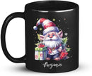 Cute Gnome And Gifts Design Mug, Customized Christmas Gnome Black Cup 11oz 15oz, Gnome Lover Coffee Mug With Custom Name, Gift For Children, Personalized Xmas Gnome Ceramic Cup by CozyNest Decor