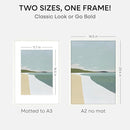 Homeforia A2 White Wood Frame, High End Oak 16.5 x 23.4 White Wooden Poster Frames Matted to 11.7 by 16.5 in Photo, A2 Size Wood Picture Frame with Mat A3 for Print, Tempered Glass, Wall Kit, Set of 1 by CozyNest Decor