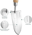 Garden Serrated Planting Trowel, Multifunctional Shovel with ash Wood and Stainless Steel Digging Trowel Transplanter by GreenHaven Gardens